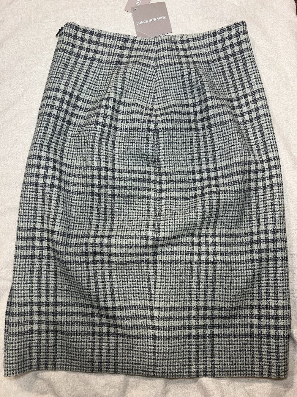 NWT Jones New York Wool Plaid Pencil Skirt Size 4 Made USA Dark Academia Preppy